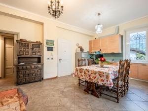 uma cozinha com uma mesa e um frigorífico em Apartment La Silente by Interhome em Stresa