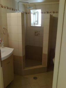 a bathroom with a shower and a sink at ANNA in Kastrisiánika
