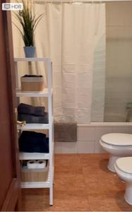 een badkamer met een toilet en een douche bij Acogedor apartamento en Playa De Santiago in Alajeró