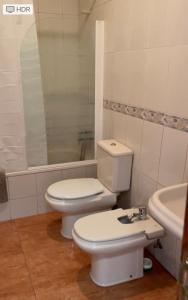 a bathroom with a toilet and a sink at Acogedor apartamento en Playa De Santiago in Alajeró