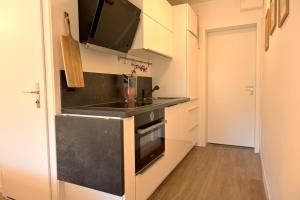 uma cozinha com um lavatório e um fogão em ArosaFlair em Arosa