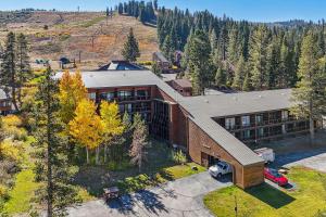 an overhead view of a building with a parking lot at Truckee Studio with Balcony and On-Site Skiing! in Truckee