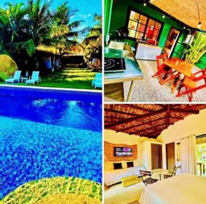 a collage of pictures of a house and a swimming pool at Pousada Terra do Mar in Búzios