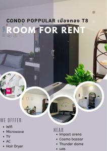 a collage of images of a room for rent at Condo popular T8 Fl.5 in Thung Si Kan