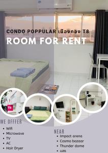 a collage of photos of a room for rent at Condo popular T8 fl.12 in Thung Si Kan