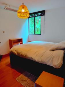 a bedroom with a bed and a window at Awesome view and functional in the mountain ! in Bogotá