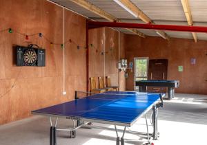 a ping pong room with a ping pong table at Beacons View Farm Cottages in Merthyr Cynog