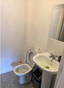 a bathroom with a toilet and a sink at No-323 Signals Drive in Coventry