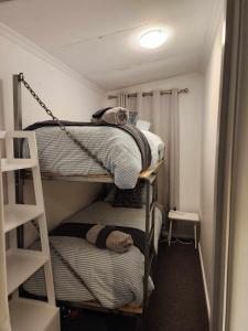 a small room with two bunk beds in it at Beachbach16 - Kakanui in Kakanui