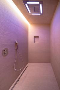 普埃尼亞戈的住宿－Conti Thun Wine Resort，带淋浴的浴室,天花板上配有灯