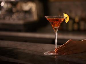 a hand holding a martini glass with a lemon slice at Hotel The Celestine Tokyo Shiba in Tokyo