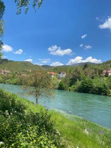 a view of a river with mountains in the background at Apartmani River Priboj in Čitluk