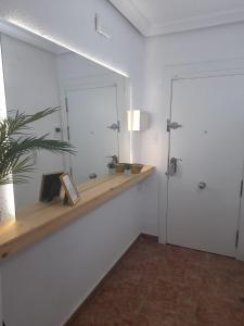 a room with a mirror and a plant on a shelf at Mi casa de Molina in Molina de Segura