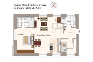 Půdorys ubytování Strandresidenzen Binz-Prora Strandresidenzen Binz-Prora D5 6