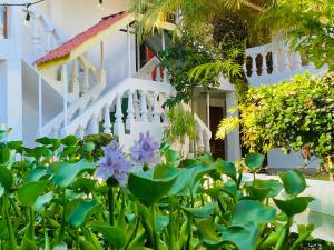 a house with flowers in front of a building at HOTEL QUEPOS PARAISO i in Quepos