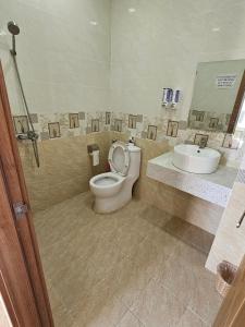 a bathroom with a toilet and a sink at Homestay ánh chi in Phú Quốc