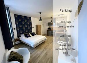Posteľ alebo postele v izbe v ubytovaní ALP Chartres - Cosy studio au cœur de Chartres avec Parking