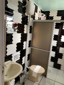 a bathroom with a toilet and a sink at Pousada Cape Town - Cambará do Sul in Cambara do Sul