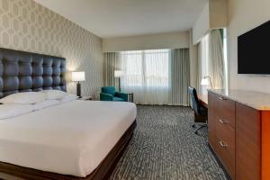 Cette chambre comprend un lit et une télévision à écran plat. dans l'établissement Drury Plaza Hotel Dallas Arlington, à Arlington