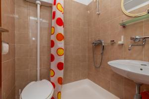 a bathroom with a shower and a toilet and a sink at Apartments with parking space Omis - 2745 in Omiš