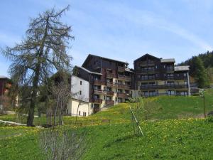 a large building sitting on top of a green hill at Appartement Peisey-Vallandry, 1 pièce, 4 personnes - FR-1-411-907 in Landry