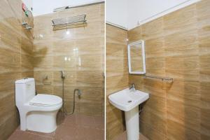 2 fotos de un baño con aseo y lavabo en FabExpress Greenland Classic, en Bhubaneshwar