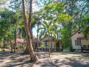 a house in the middle of a forest with palm trees at Sand Beach Bungalow in Klong Muang Beach