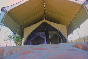a large tent is set up in a field at leruk Maasai safari camp in Sekenani