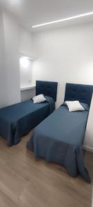 a bedroom with two blue beds in a room at Apartamento 4 habitaciones 2 baños Ciudad de las Ciencias VT-55209-V in Valencia