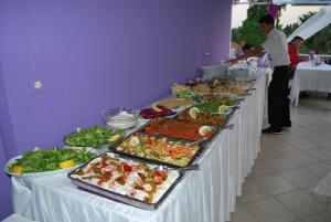 a buffet line with many different types of food at Dalyan Terrace Hotel in Dalyan