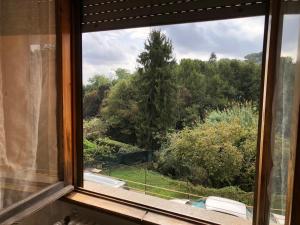 an open window with a view of a forest at Alloggio Turistico Pratoterra in Bracciano