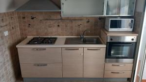 una piccola cucina con piano cottura e forno a microonde di CasaLory a Catania