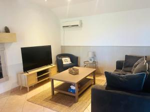 a living room with two couches and a television at Chez Lily in Domme