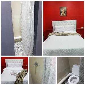 彼得馬里茨堡的住宿－Camp Inn BnB，一张带一张床和厕所的卧室的照片拼在一起