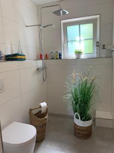 Koupelna v ubytování Ferienwohnung im Landhaus