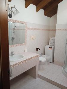 La salle de bains est pourvue d'un lavabo et de toilettes. dans l'établissement Da Vale e Teo, à Legnano