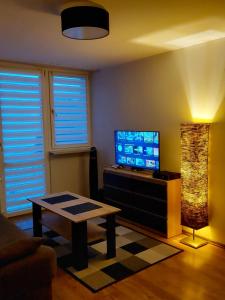 Televízia a/alebo spoločenská miestnosť v ubytovaní Apartament 59 , ranczoturystyka Bielawa Sudety