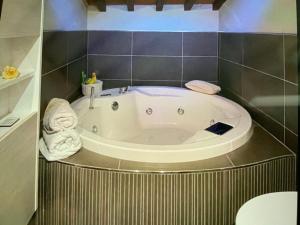 eine Badewanne im Bad mit WC in der Unterkunft Casa Gaia in Vicopisano