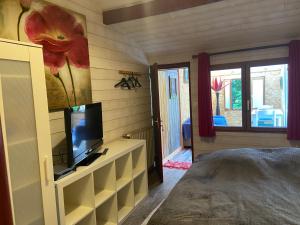 Televízia a/alebo spoločenská miestnosť v ubytovaní Studio indépendant au calme à Biarritz