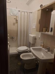 a bathroom with a toilet and a sink and a shower at Luciana's home in Lavello