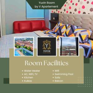 un collage de photos d'une chambre avec un lit dans l'établissement Yuvin rooms by Vivo Apartment, à Seturan