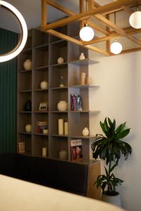 ギュムリにあるBARBAR APART HOTELの鉢植えの本棚