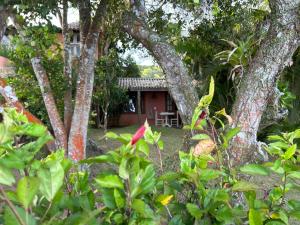 una casa en medio de un patio con árboles en Pousada ORIBÁ, en Santo André