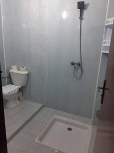 a bathroom with a shower and a toilet at Family House in Agadir