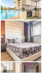 Cama o camas de una habitación en Magnifique appartement Les perles de marrakech lux avec 2 piscines