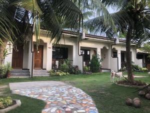a dog standing in front of a house at AMK traveller's hub in Maite
