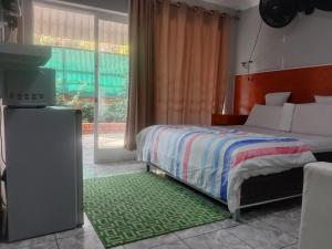 a bedroom with a bed and a tv and a window at Silent Night Guest House Sunnyside Pretoria in Pretoria