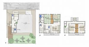 a floor plan and elevation of a house at 江の島の頂上から海を眺める一棟ヴィラ 一組限定貸切 The ENOSHIMA Villa AO in Fujisawa