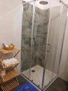 eine Dusche mit Glaskabine im Bad in der Unterkunft AVD - Residence Palma in Udine