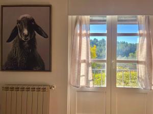 a picture of a goat next to a window at Comarquinal Bioresort Penedes in San Quintín de Mediona